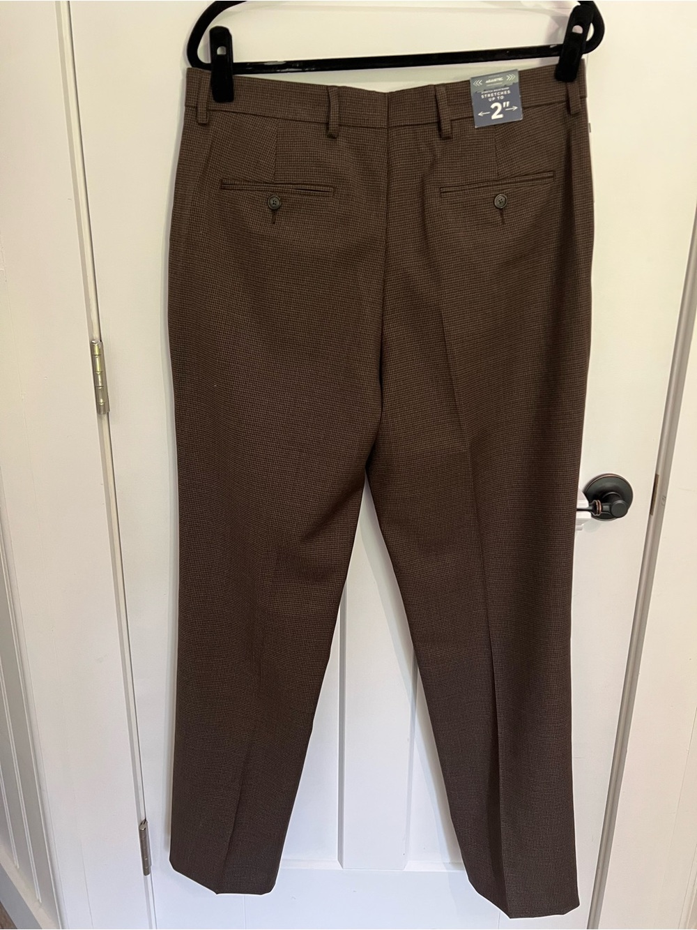 Stafford Men's Brown houndstooth Dress Pants - Picture 2 of 4